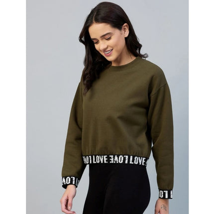 Rosolly Women's Fleece Solid Long Sleeves Sweatshirt (Olive)
