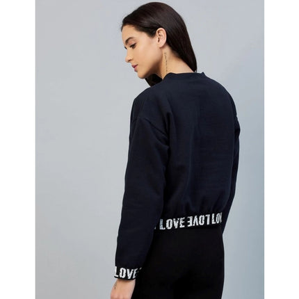 Rosolly Women's Fleece Solid Long Sleeves Sweatshirt (Navy)