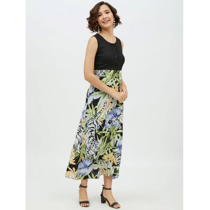 Rosolly Women's Rayon Floral Sleeveless Calf-length Dress (Multicolor)