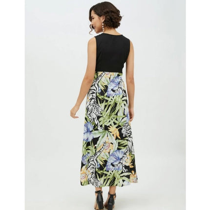 Rosolly Women's Rayon Floral Sleeveless Calf-length Dress (Multicolor)