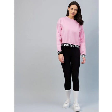 Rosolly Women's Fleece Solid Long Sleeves Sweatshirt (Pink)