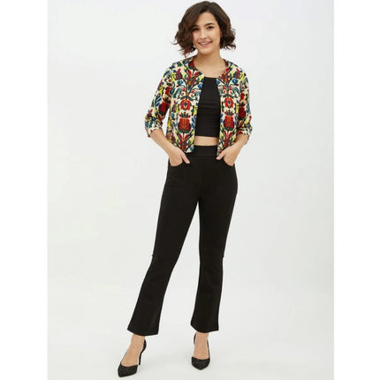 Rosolly Women's Polyester Floral 3-4th Sleeves Shrug (Multicolor)