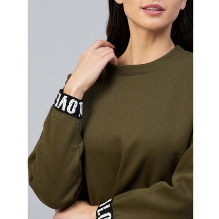 Rosolly Women's Fleece Solid Long Sleeves Sweatshirt (Olive)