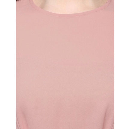 Rosolly Women's Polyester Solid Long Sleeves Regular Top (Pink)