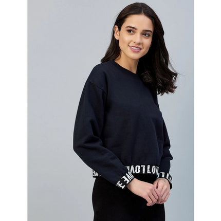 Rosolly Women's Fleece Solid Long Sleeves Sweatshirt (Navy)