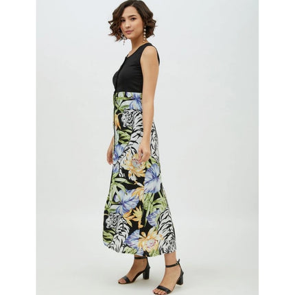 Rosolly Women's Rayon Floral Sleeveless Calf-length Dress (Multicolor)