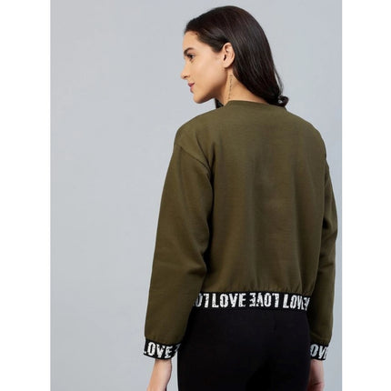 Rosolly Women's Fleece Solid Long Sleeves Sweatshirt (Olive)