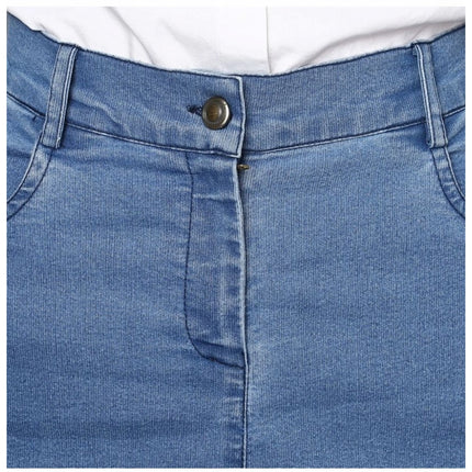 Rosolly Women's Denim Washed Buttoned Skirt (Blue)