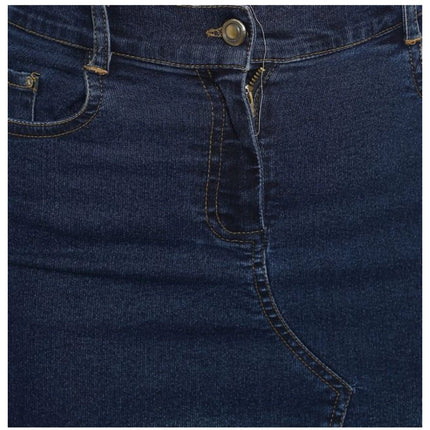 Rosolly Women's Denim Stitching Pattern Buttoned Skirt (Blue)