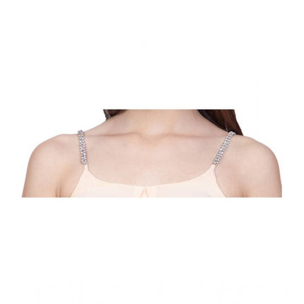 Rosolly Women's Polyester Solid Shoulder Straps Regular Top (Beige)