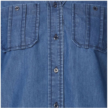 Rosolly Women's Denim Solid Long Sleeves Top (Blue)