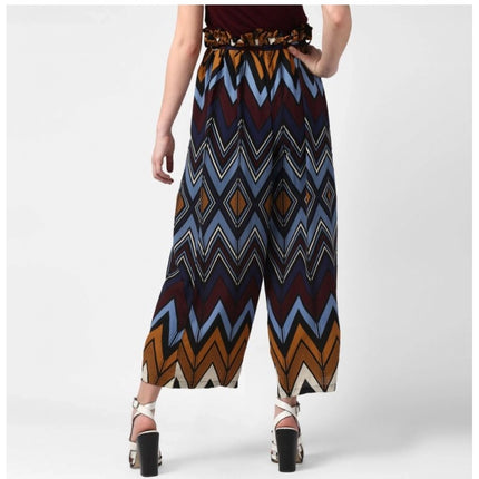 Rosolly Women's Polyester Chevron Elasticated Trousers (Multicolor)