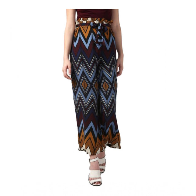 Rosolly Women's Polyester Chevron Elasticated Trousers (Multicolor)