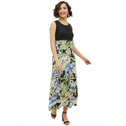 Rosolly Women's Rayon Floral Sleeveless Calf-length Dress (Multicolor)