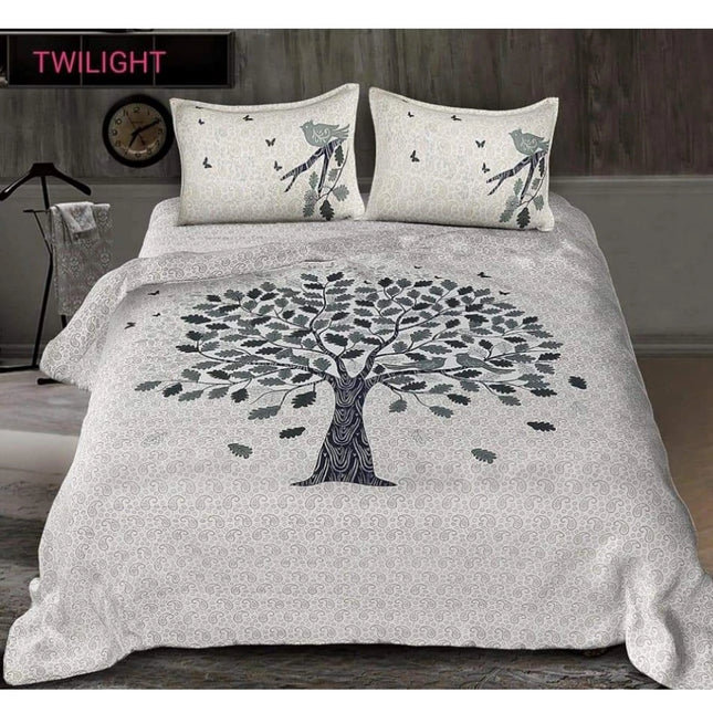 Rosolly Cotton Printed Queen Size Bedsheet With 2 Pillow Covers (White, 90x100 Inch)