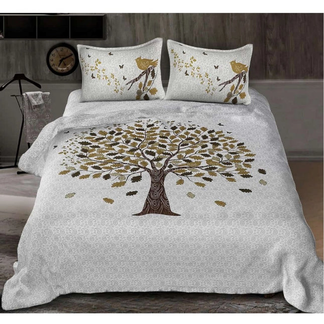 Rosolly Cotton Printed Queen Size Bedsheet With 2 Pillow Covers (White, 90x100 Inch)