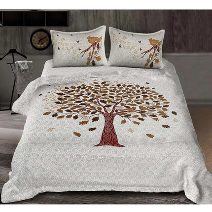 Rosolly Cotton Printed Queen Size Bedsheet With 2 Pillow Covers (White, 90x100 Inch)