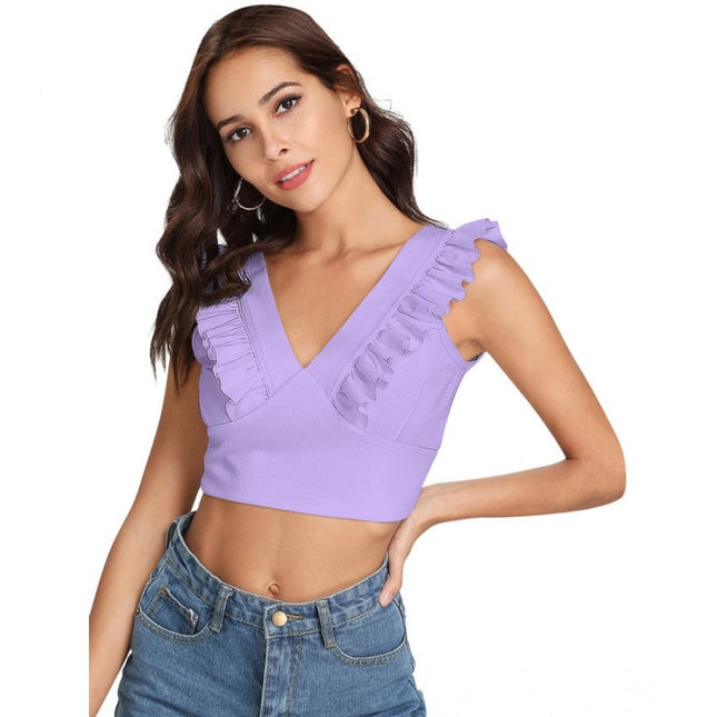 Rosolly Women's Polyester Solid Sleeveless Shoulder Straps Top (Purple)