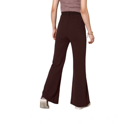 Rosolly Women's Polyester Cow Pattern Pant (Coffee)