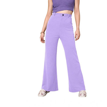 Rosolly Women's Polyester Cow Pattern Pant (Pruple)