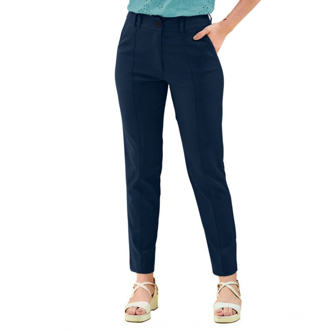 Rosolly Women's Polyester Solid With Pocket Pant (Blue)