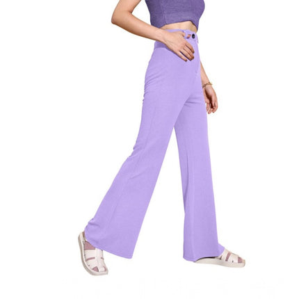 Rosolly Women's Polyester Cow Pattern Pant (Pruple)