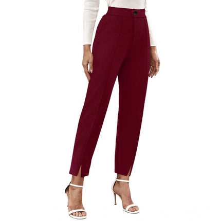 Rosolly Women's Polyester Solid With Pocket Pant (Maroon)