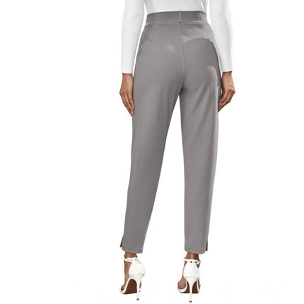 Rosolly Women's Polyester Solid With Pocket Pant (Grey)