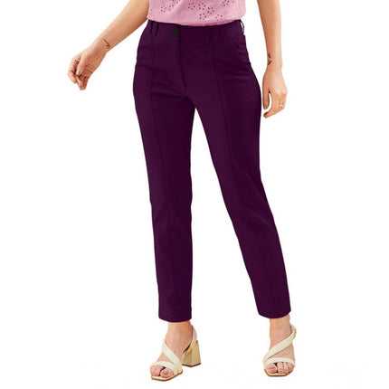 Rosolly Women's Polyester Solid With Pocket Pant (Wine)