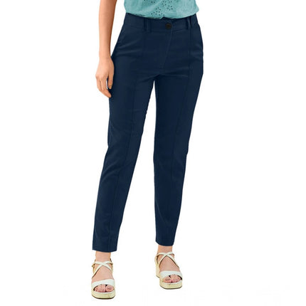 Rosolly Women's Polyester Solid With Pocket Pant (Blue)