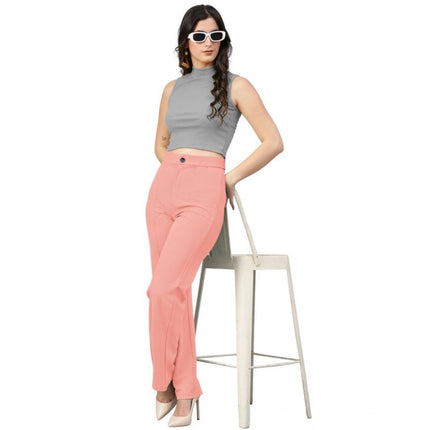 Rosolly Women's Polyester Cow Pattern Pant (Peach)