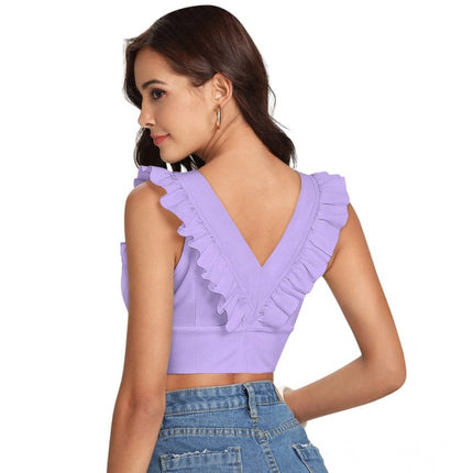 Rosolly Women's Polyester Solid Sleeveless Shoulder Straps Top (Purple)