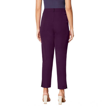 Rosolly Women's Polyester Solid With Pocket Pant (Wine)