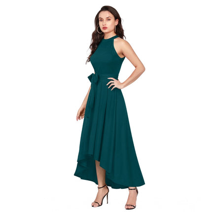 Rosolly Women's Polyster Solid Halter Neck Sleeveless Dress (Morpichh)