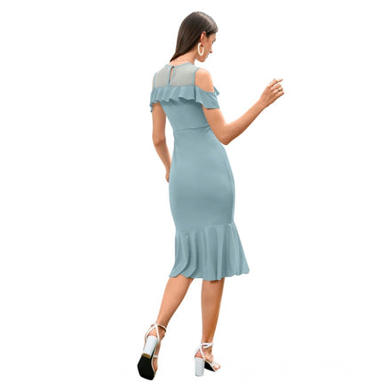 Rosolly Women's Knitting stretchable Solid Round Neck Sleeveless Dress (Pista )