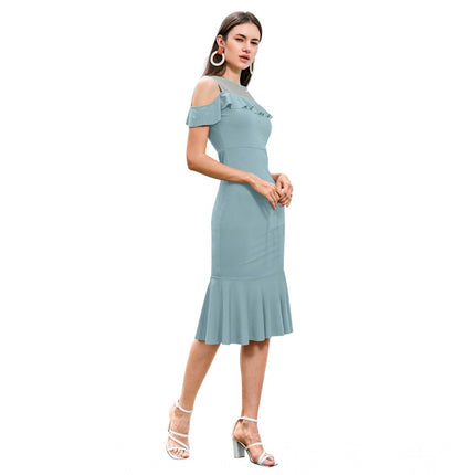 Rosolly Women's Knitting stretchable Solid Round Neck Sleeveless Dress (Pista )