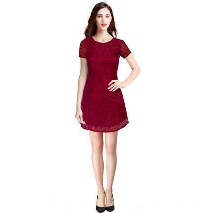 Rosolly Women's Rasal Solid Round Neck Cap Sleeve Dress (Maroon)