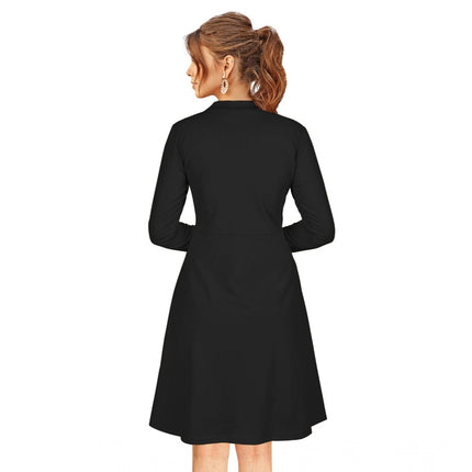Rosolly Women's Knitting stretchable Solid Round Neck Full Sleeve Dress (Black)