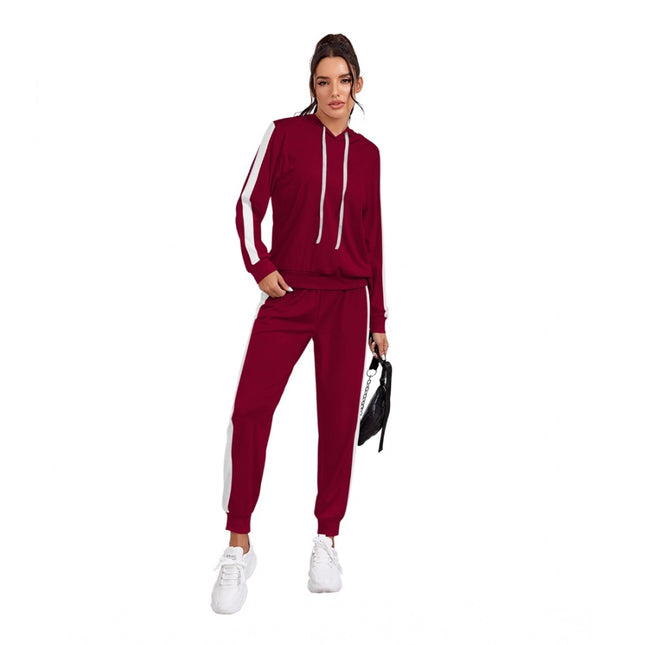 Rosolly Women's Knitting stretchable Solid Hooded Neck Full Sleeve Track Suit (Maroon)