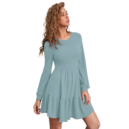Rosolly Women's Knitting stretchable Solid Round Neck Full Sleeve Dress (Pista)