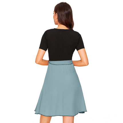 Rosolly Women's Knitting stretchable Solid Round Neck Cap Sleeve Dress (Pista)