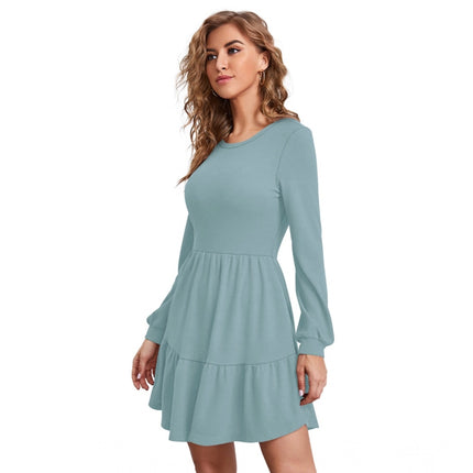 Rosolly Women's Knitting stretchable Solid Round Neck Full Sleeve Dress (Pista)