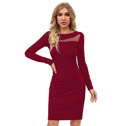 Rosolly Women's Knitting stretchable Solid Round Neck Full Sleeve Dress (Maroon)