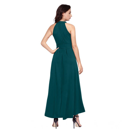 Rosolly Women's Polyster Solid Halter Neck Sleeveless Dress (Morpichh)