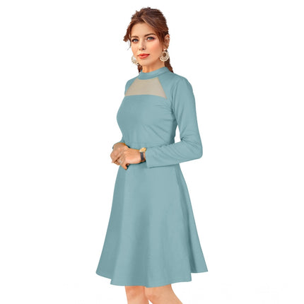 Rosolly Women's Knitting stretchable Solid Round Neck Full Sleeve Dress (Pista)