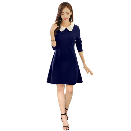 Rosolly Women's Polyester Solid Collar 3-4th Dress (Blue)