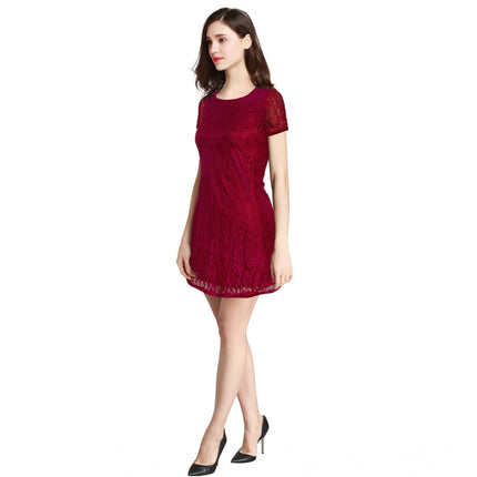 Rosolly Women's Rasal Solid Round Neck Cap Sleeve Dress (Maroon)