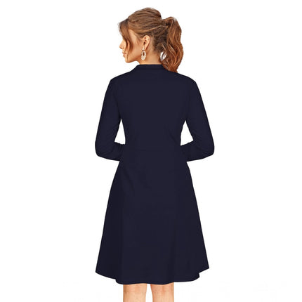 Rosolly Women's Knitting stretchable Solid Round Neck Full Sleeve Dress (Blue)