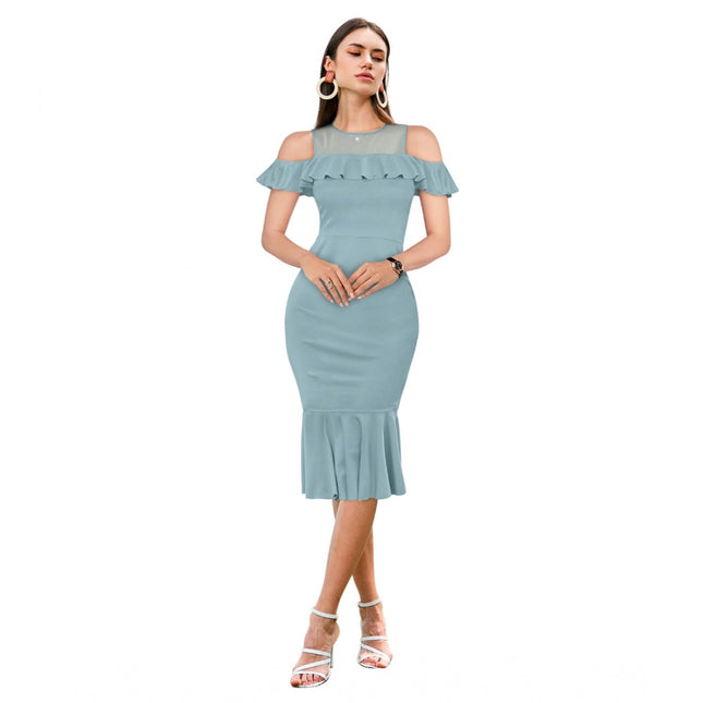Rosolly Women's Knitting stretchable Solid Round Neck Sleeveless Dress (Pista )