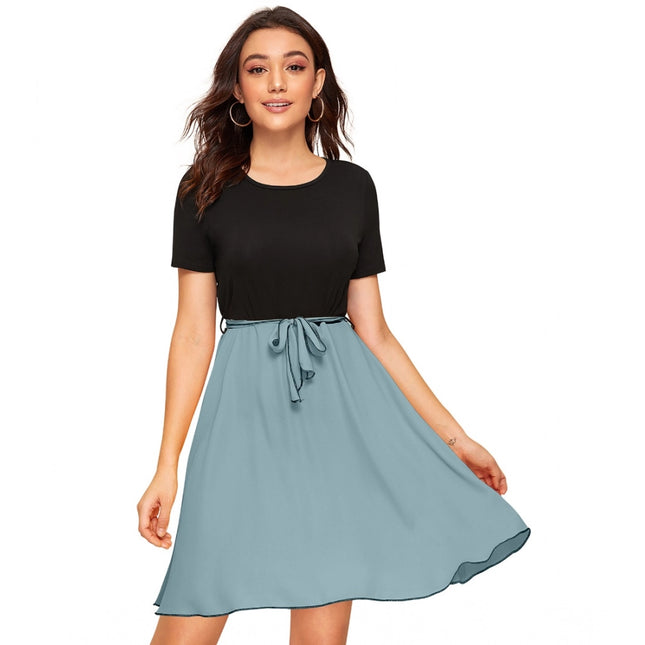 Rosolly Women's Knitting stretchable Solid Round Neck Cap Sleeve Dress (Pista)